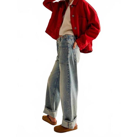 NEW FREE PEOPLE palmer cuffed jeans in la la land - Picture 2 of 10